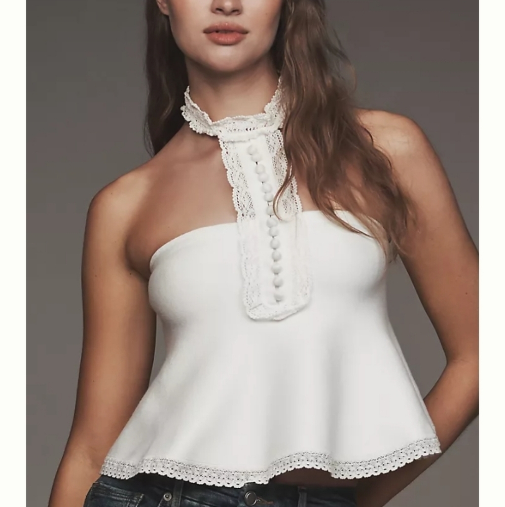 NWT Elegant White Lace Halter Top